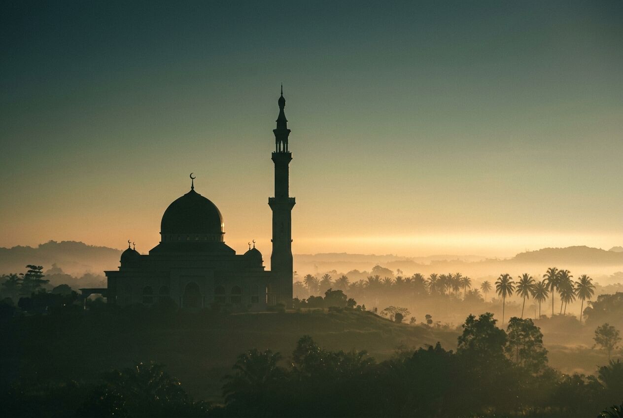 A serene mosque at dawn